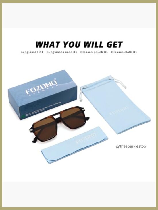 Retro Aviator Sunglasses Square Frame Double Bridge UV400 Protective main image 5